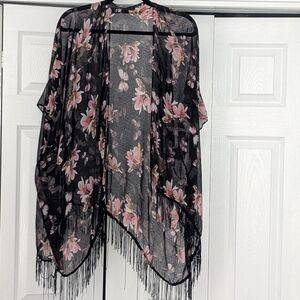 Floral Kimono with Fringe | One Size